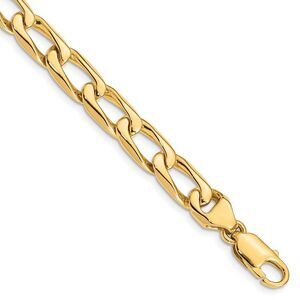Men's 14k Yellow Gold, 8.5mm Solid Open Link Chain Bracelet, 8 Inch
